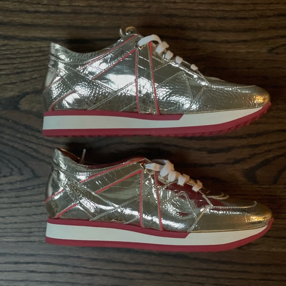 Jimmy Choo Metallic Leather Sneakers - Brand New Sz 40 - Picture 5 of 12